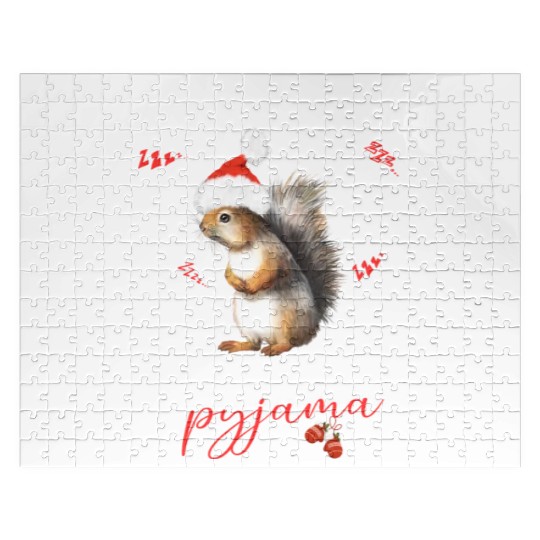Winter Christmas Pyjama Squirrel Jigsaw Puzzles