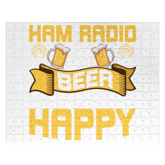 Ham radio & beer make me happy Operator Amateur Jigsaw Puzzles
