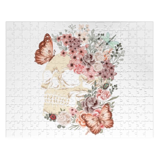 Butterfly Flowers Skull Nature Jigsaw Puzzles