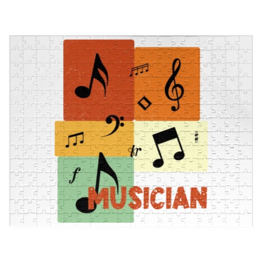 Musician Retro Vintage Distressed Squares Jigsaw Puzzles
