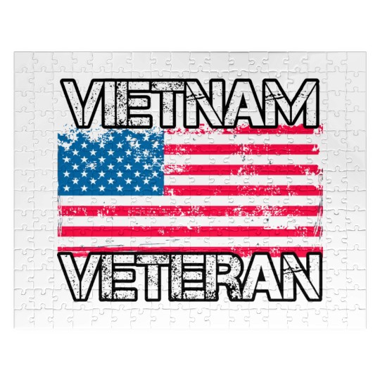Vietnam Veteran Vintage Us Flag Military Vet Jigsaw Puzzles