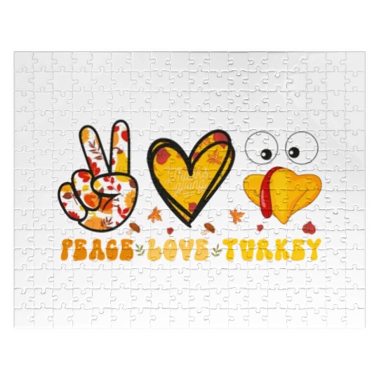Peace Love Turkey Gobble Turkey Day Jigsaw Puzzles
