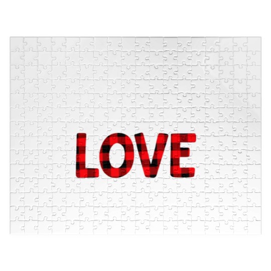 Joy Hope Love Peace Red Buffalo Plaid Christmas Jigsaw Puzzles