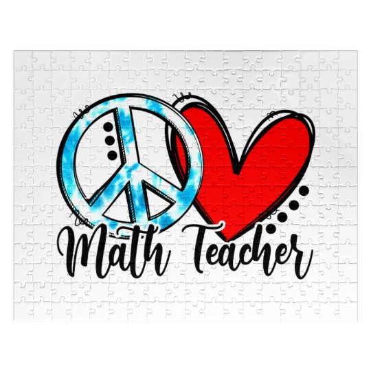 Peace Love Math Teacher Funny Back To School Jigsaw Puzzles