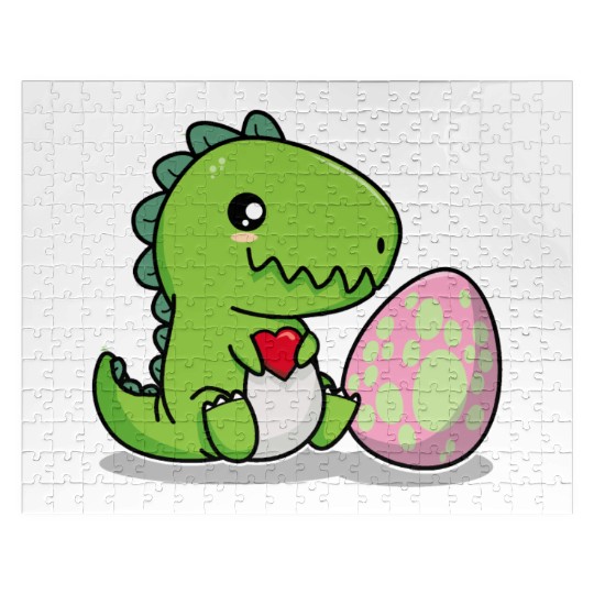 Big sister cute dino siblings boy girl heart love Jigsaw Puzzles