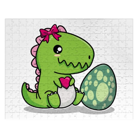 Big sister cute dino siblings boy girl heart love Jigsaw Puzzles