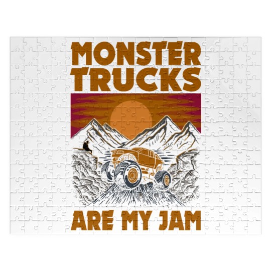 Monster Trucks Are My Jam Vintage Retro Jigsaw Puzzles