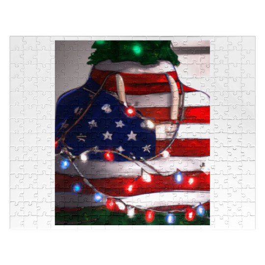Patriotic Christmas Christmas Tree US Flag Jigsaw Puzzles
