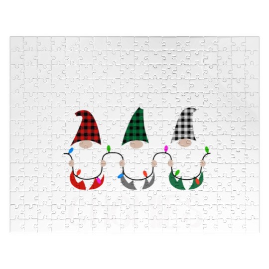 Gnome Family Christmas for Women Men Buffalo Plaid Jigsaw Puzzles