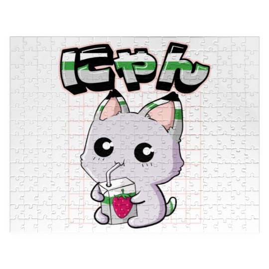 Demiromantic Pride Kawaii Cat Strawberry Milk Jigsaw Puzzles