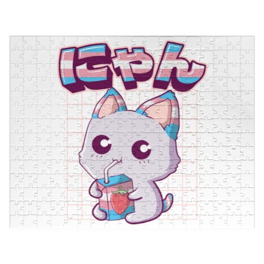 Transgender Pride Kawaii Cat Strawberry Milk Trans Jigsaw Puzzles