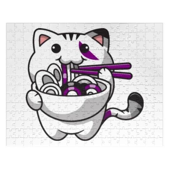 Asexual Pride Kawaii Cat Ramen Noodles Asexual Fla Jigsaw Puzzles