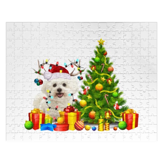 Bichon Frise Christmas Dog Lover Xmas Santa Jigsaw Puzzles