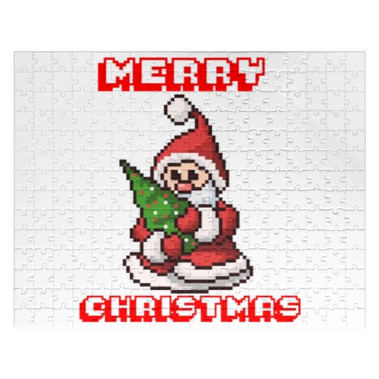 Merry Christmas I Xmas I 8 Bit Pixelated Santa Jigsaw Puzzles