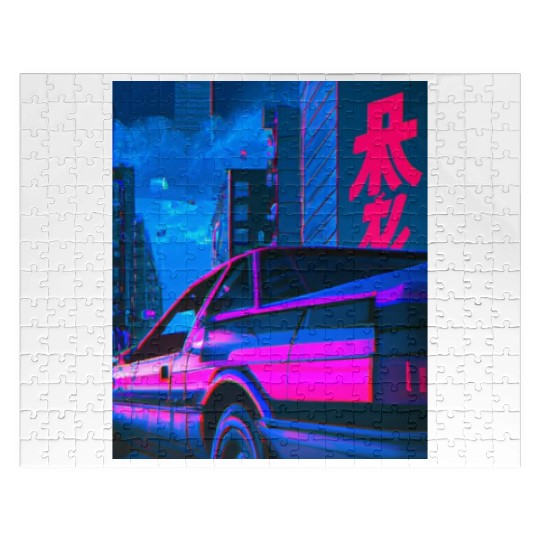 Vaporwave Car Synthwave City Jigsaw Puzzles