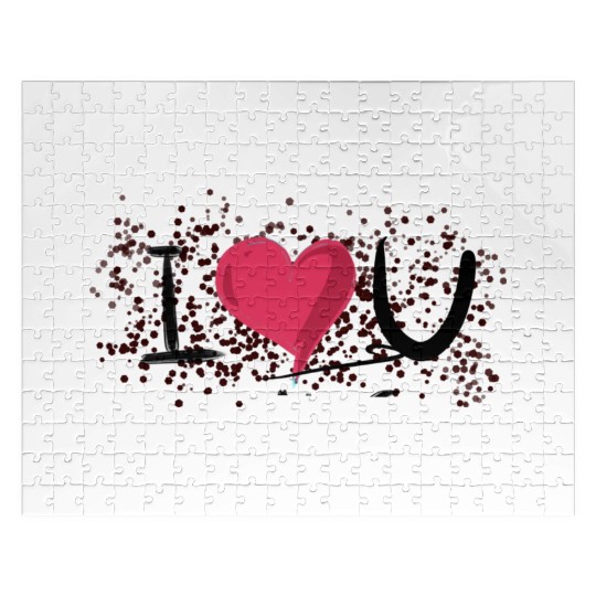 dots pattern i love you heart Jigsaw Puzzles
