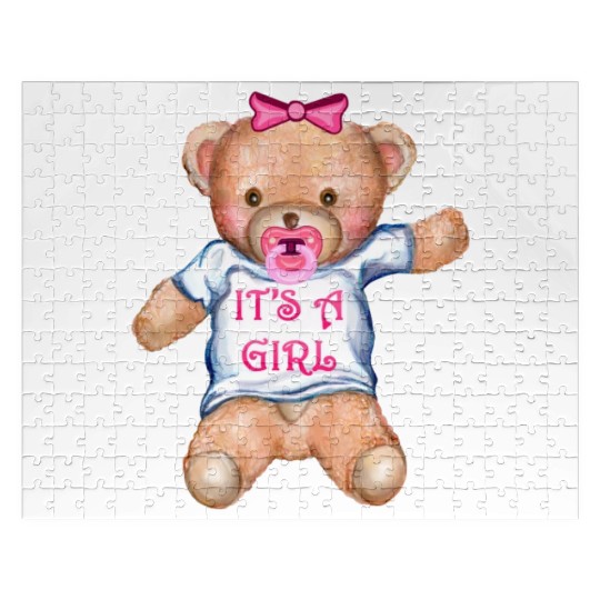 It's A Girl Teddy Bear with Pacifier Jigsaw Puzzles