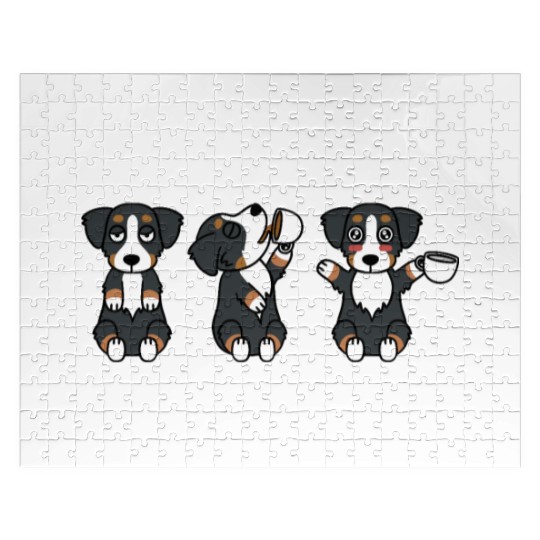 Bernese Mountain Dog Coffee Lover Jigsaw Puzzles
