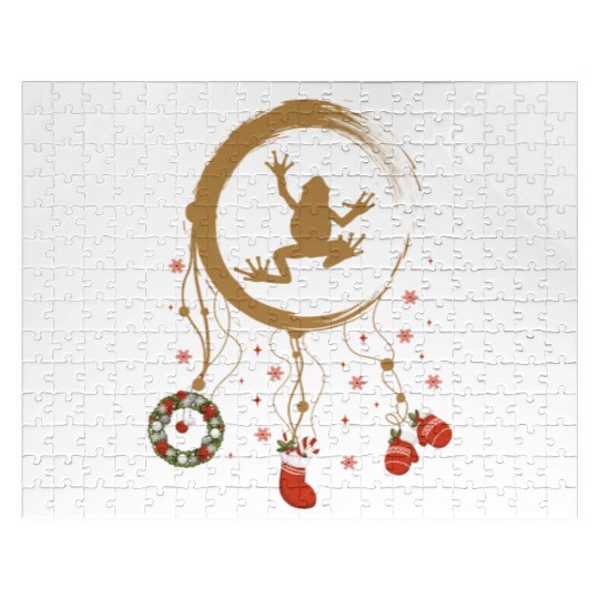 Winter dreamcatcher Christmas Frog Jigsaw Puzzles