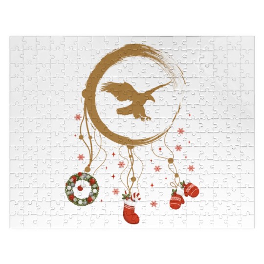 Winter dreamcatcher Christmas Eagle Jigsaw Puzzles