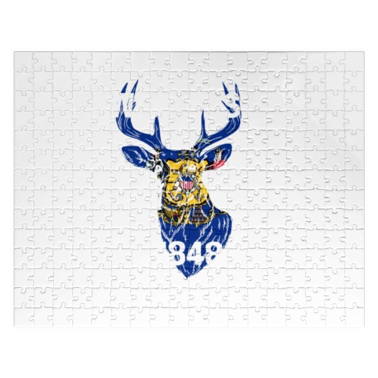 Wisconsin Deer Hunting Buck Stag Hunter Jigsaw Puzzles