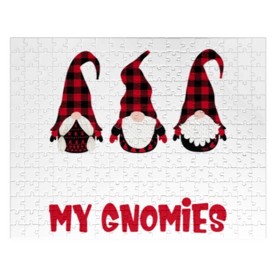 Friends Christmas Red buffalo plaid Chillin With Jigsaw Puzzles