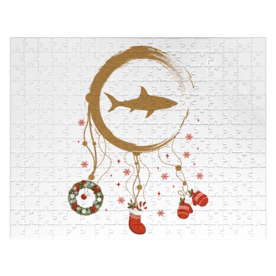 Winter dreamcatcher Christmas Great white shark Jigsaw Puzzles