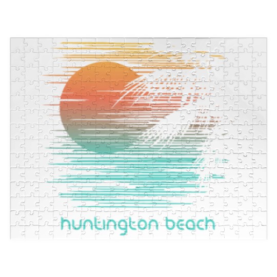 Artistic Huntington Beach California Palm Tree Jigsaw Puzzles
