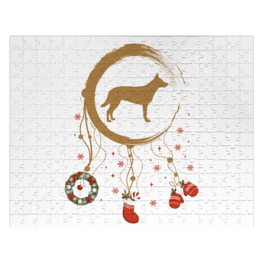dog dreamcatcher Christmas Australian Kelpie Jigsaw Puzzles