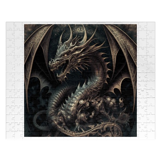 Dark fantasy dragon cover version 1 Jigsaw Puzzles