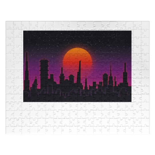 Cyberpunk City Skyline, Science Fiction / Sci-Fi. Jigsaw Puzzles