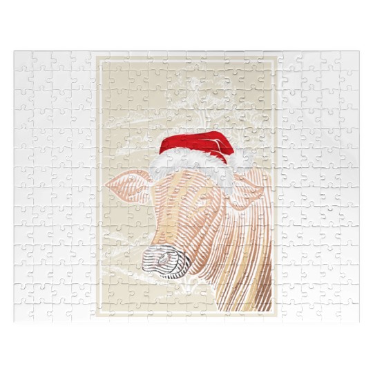 Christmas Cow Farming Xmas Animal Jigsaw Puzzles