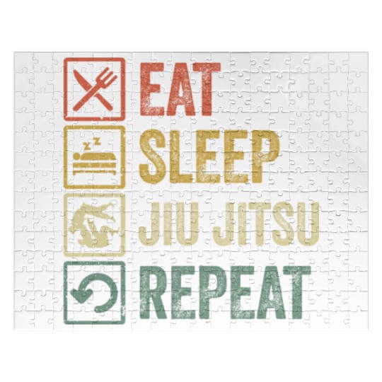 Jiu Jitsu Funny eat sleep jiu jitsu repeat Jigsaw Puzzles