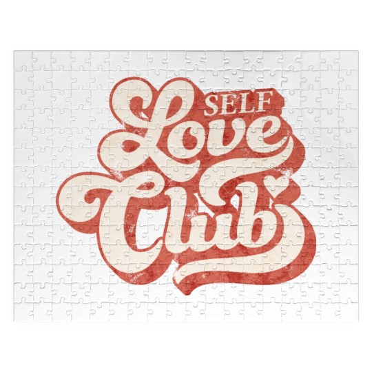 SELF LOVE CLUB IN GROOVY TYPO Jigsaw Puzzles