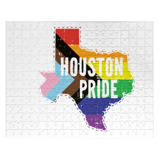 Houston Pride Gay Lesbian Queer Texas Rainbow Flag Jigsaw Puzzles