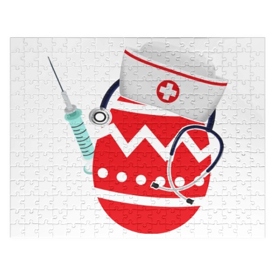 Funny Easter Egg Nurse Stethoscope Syringe RN Jigsaw Puzzles