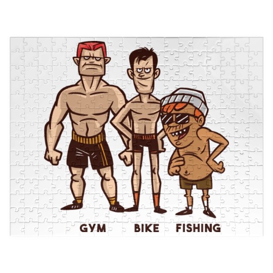 Men Funny Gym Bike Fishing Men Funny Gym Bike Fish Jigsaw Puzzles
