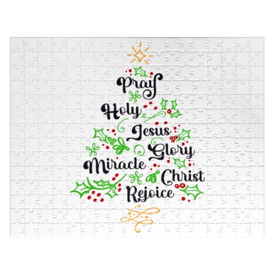 Christian Christmas Tree Family Church Jesus Jigsaw Puzzles