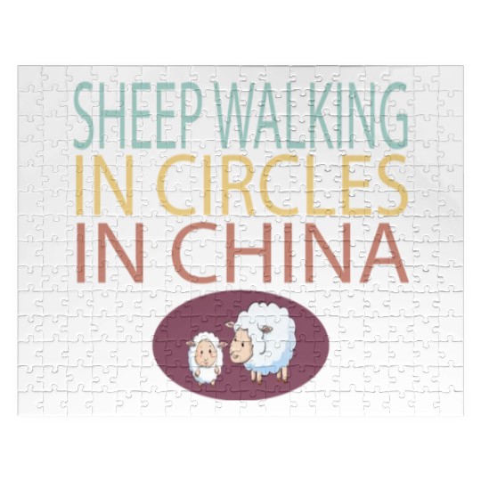 SHEEP WALKING IN CIRCLES IN CHINA Jigsaw Puzzles