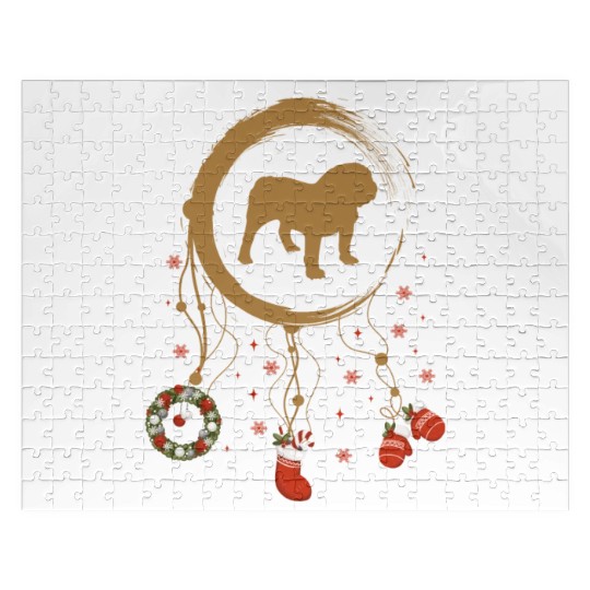 dog dreamcatcher Christmas English bulldog Jigsaw Puzzles