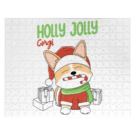 Holly Jolly Corgi Jigsaw Puzzles