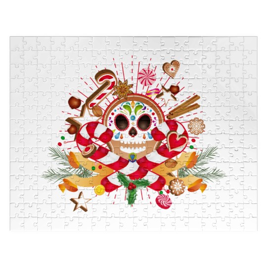 Gingerbread man Sugar Skull decor for Christmas Jigsaw Puzzles
