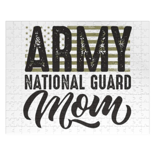 Army National Guard Mom with US flag military styl Jigsaw Puzzles