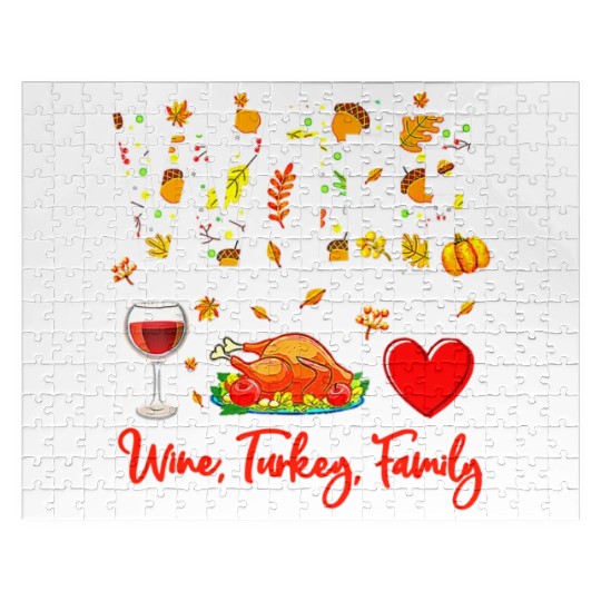 Wine Turkey Family WTF Funny Thanksgiving Jigsaw Puzzles