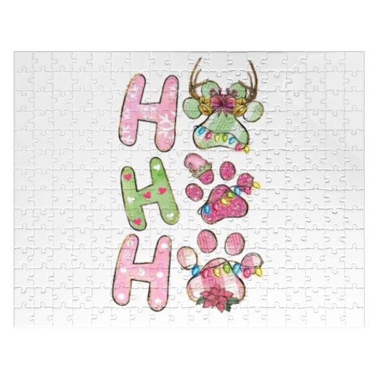 Xmas Christmas Ho Ho Ho Dog Paw Puppy Jigsaw Puzzles