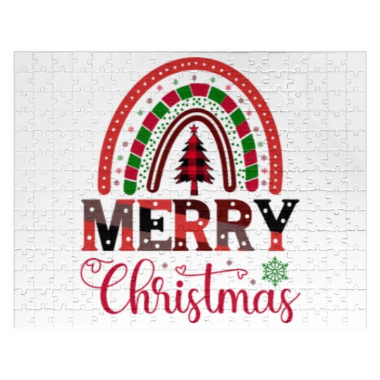 Xmas Merry Christmas Buffalo Plaid Fir Tree Jigsaw Puzzles