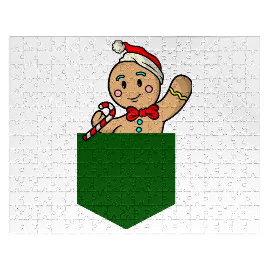 Christmas gingerbread man in breast pocket gift Jigsaw Puzzles
