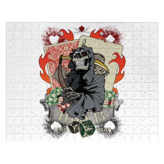 Let us play Poker Lucky 13 Skull gift Jigsaw Puzzles