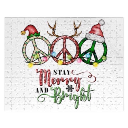 Xmas Christmas Stay Merry and Bright Jigsaw Puzzles