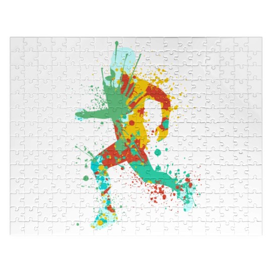 Splash running jogging man Jigsaw Puzzles
